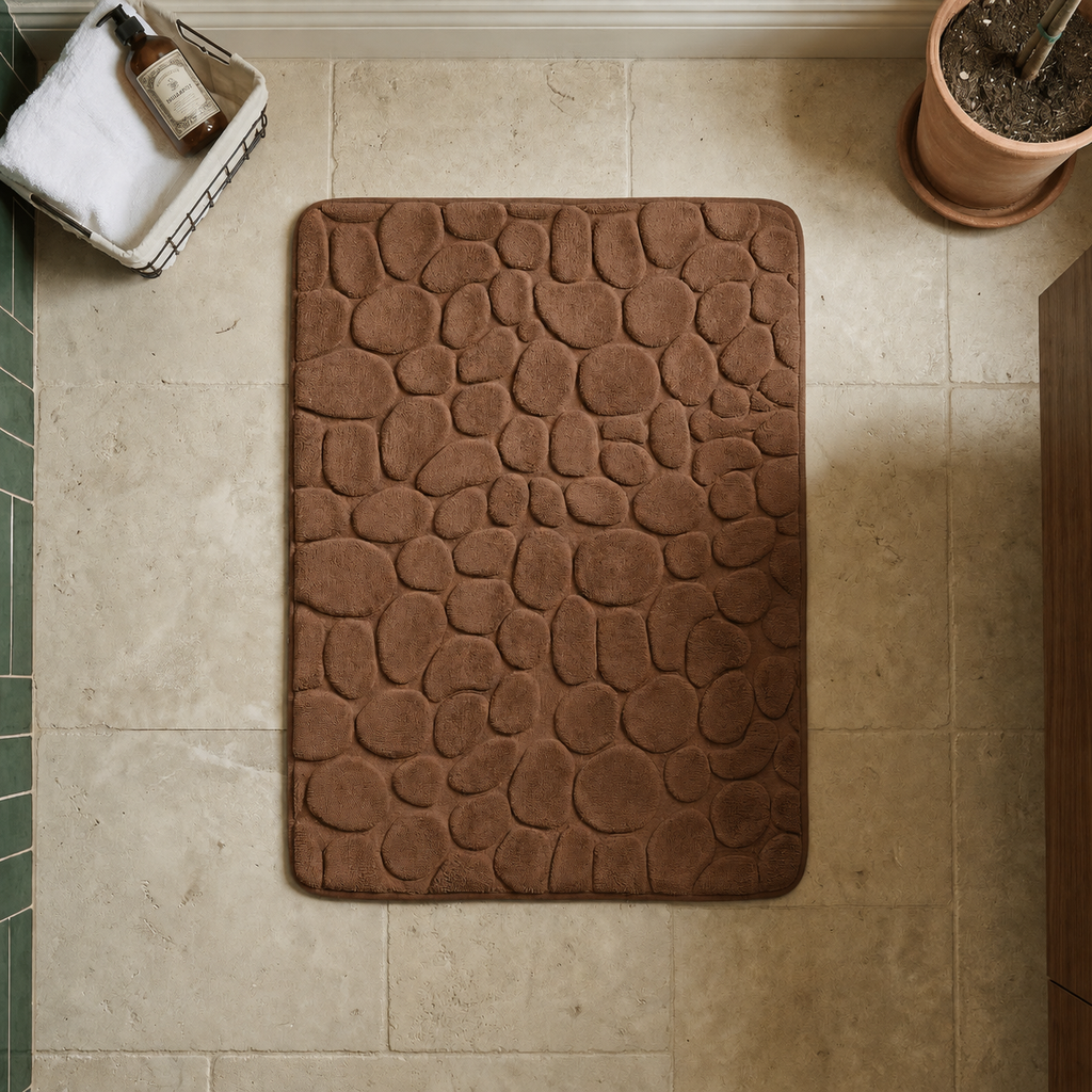 Tapis de bain effet galet rectangle