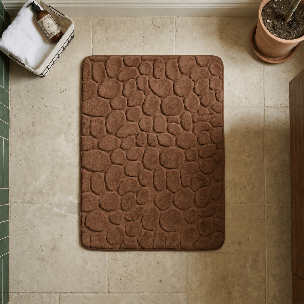 Tapis de bain effet galet rectangle