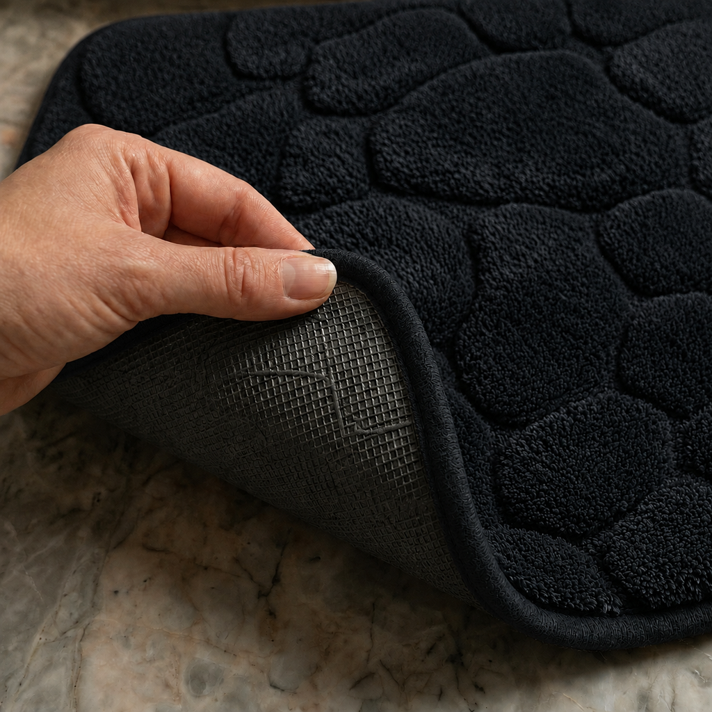 Tapis de bain effet galet incurvé