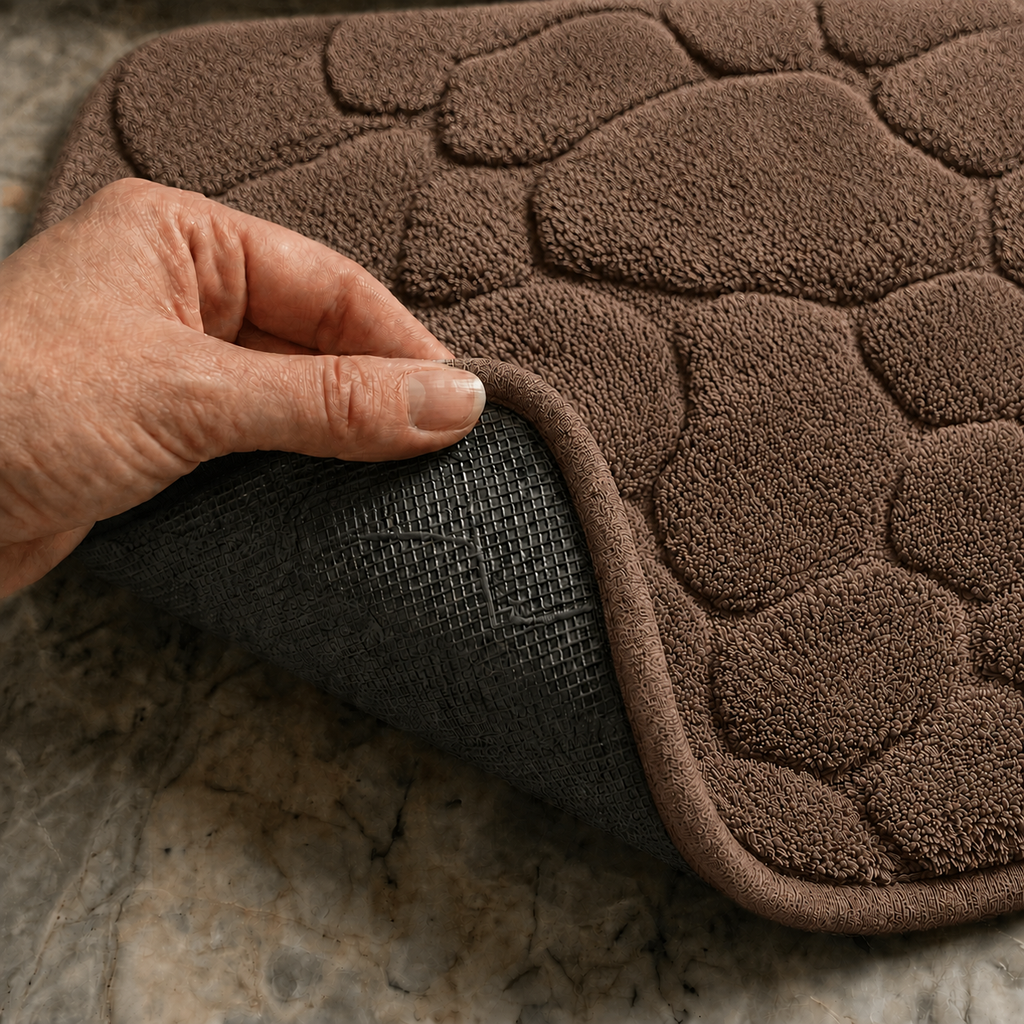 Tapis de bain effet galet incurvé
