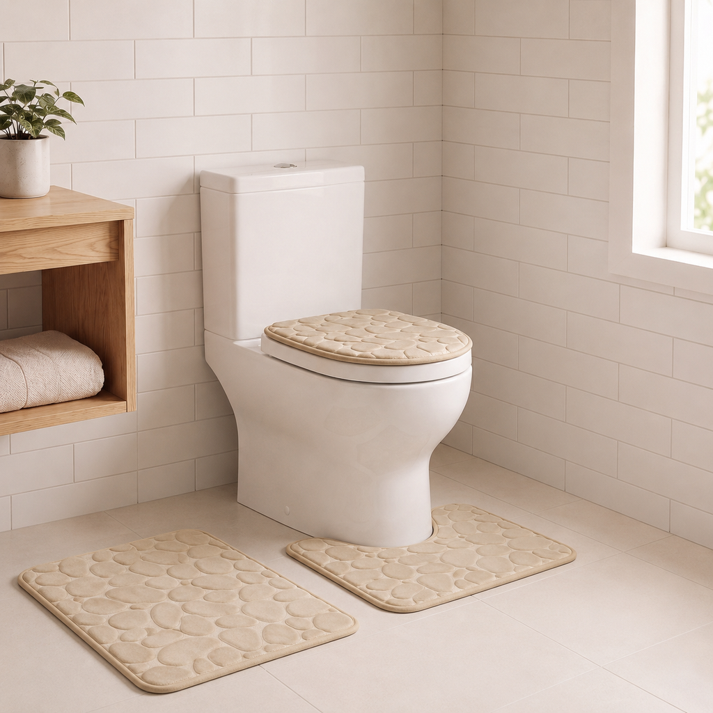 Set de 3 tapis de bain effet galet