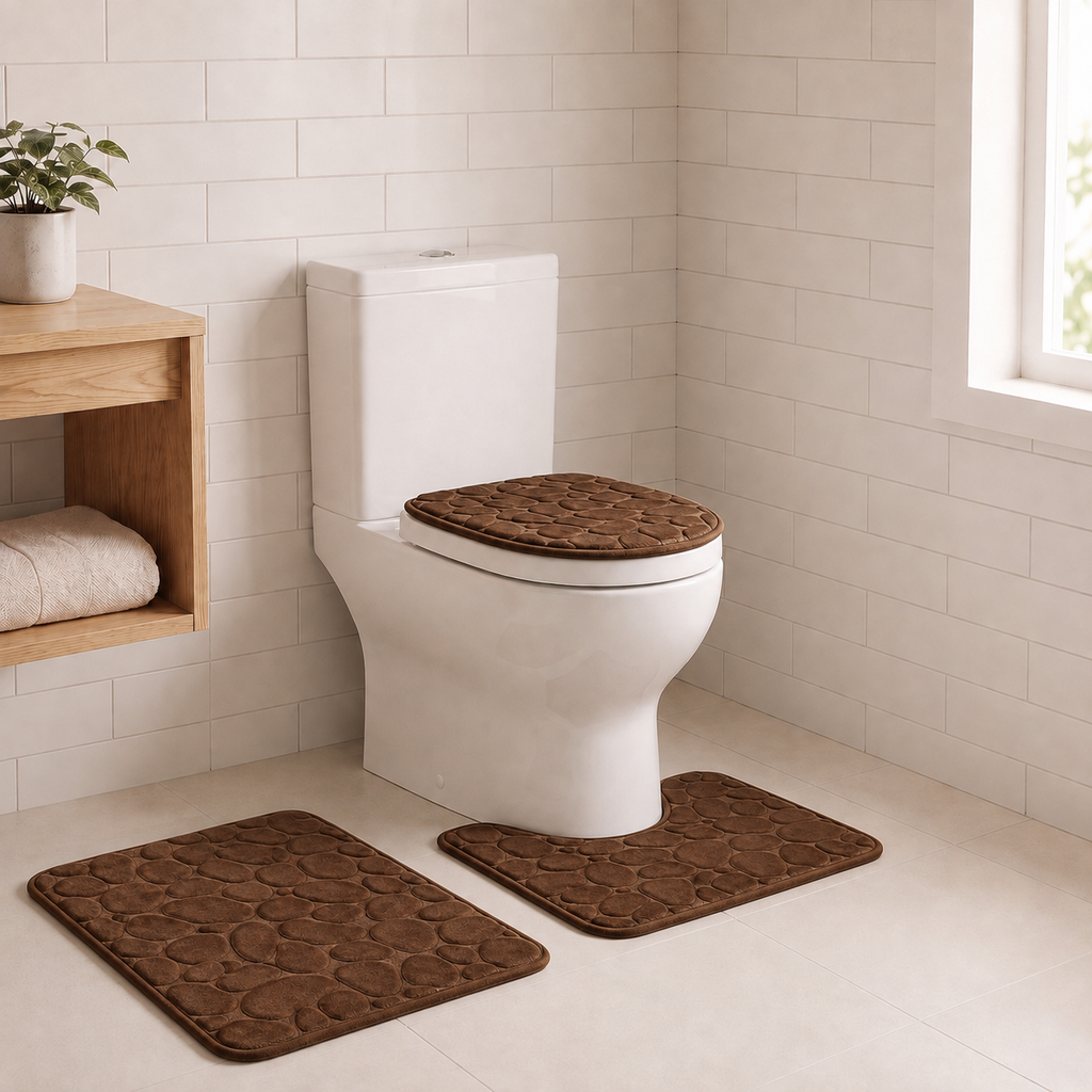 Set de 3 tapis de bain effet galet