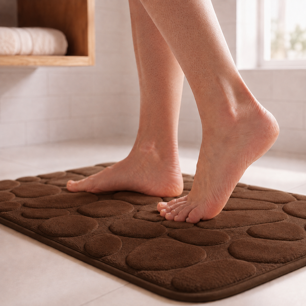 Set de 3 tapis de bain effet galet