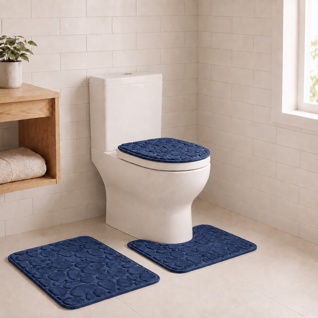 Set de 3 tapis de bain effet galet
