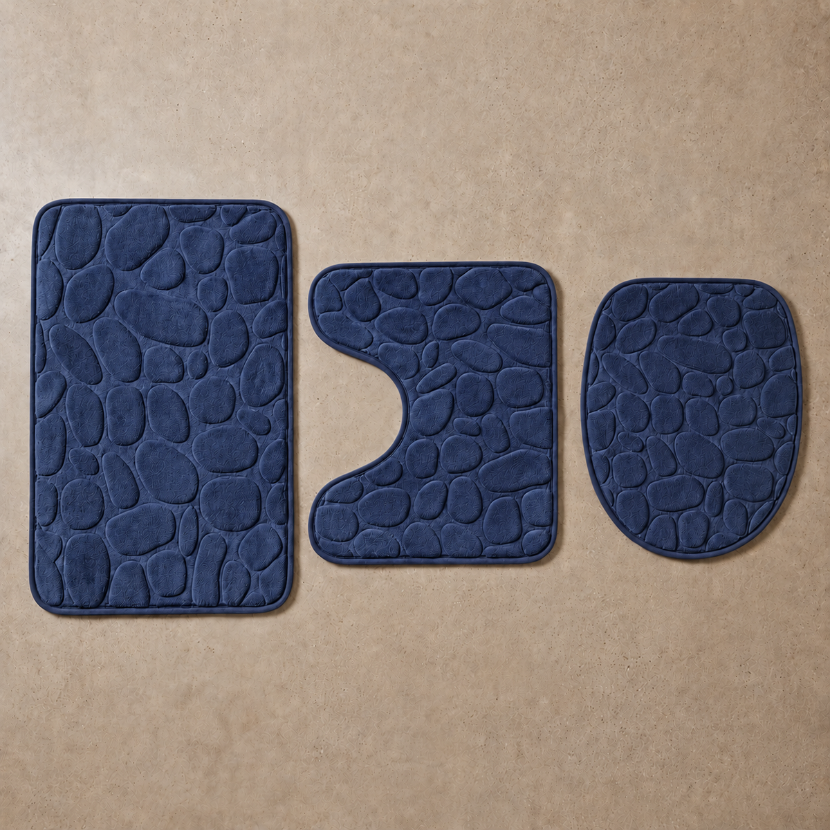 Set de 3 tapis de bain effet galet
