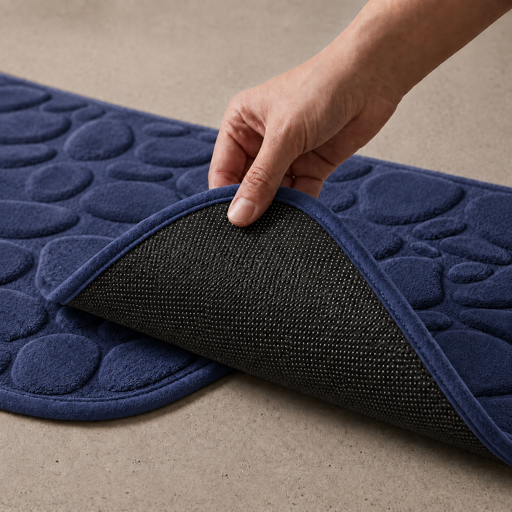 Set de 3 tapis de bain effet galet
