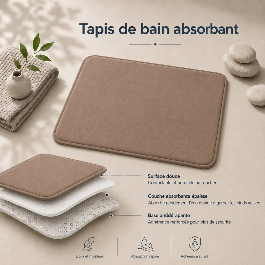 Set de 3 tapis de bain à mémoire de forme