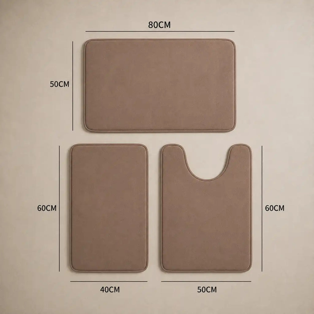 Set de 3 tapis de bain à mémoire de forme