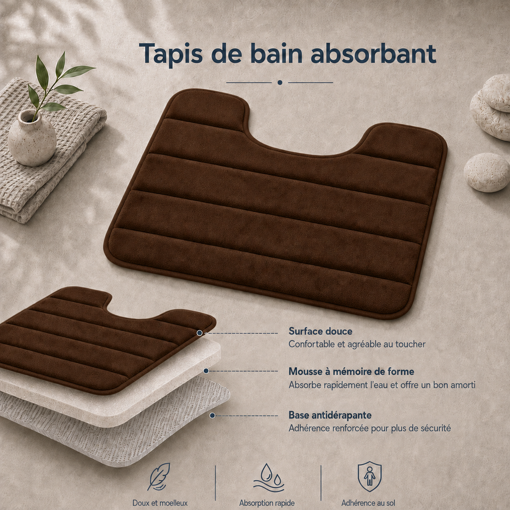 Tapis de WC à mémoire de forme moelleux