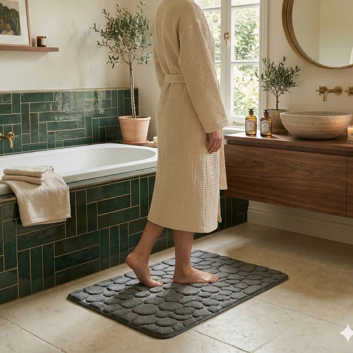 Tapis de bain effet galet rectangle