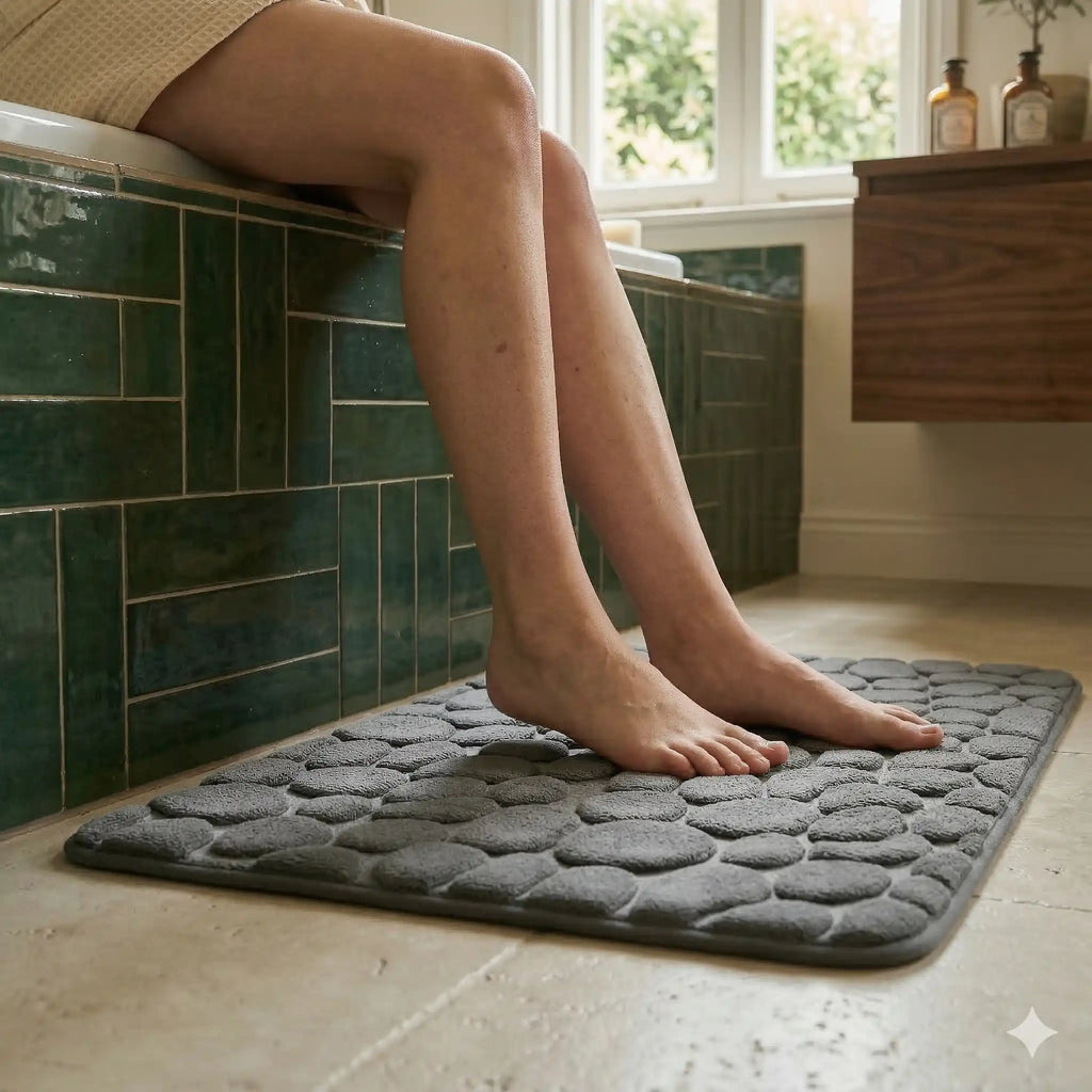 Tapis de bain effet galet rectangle