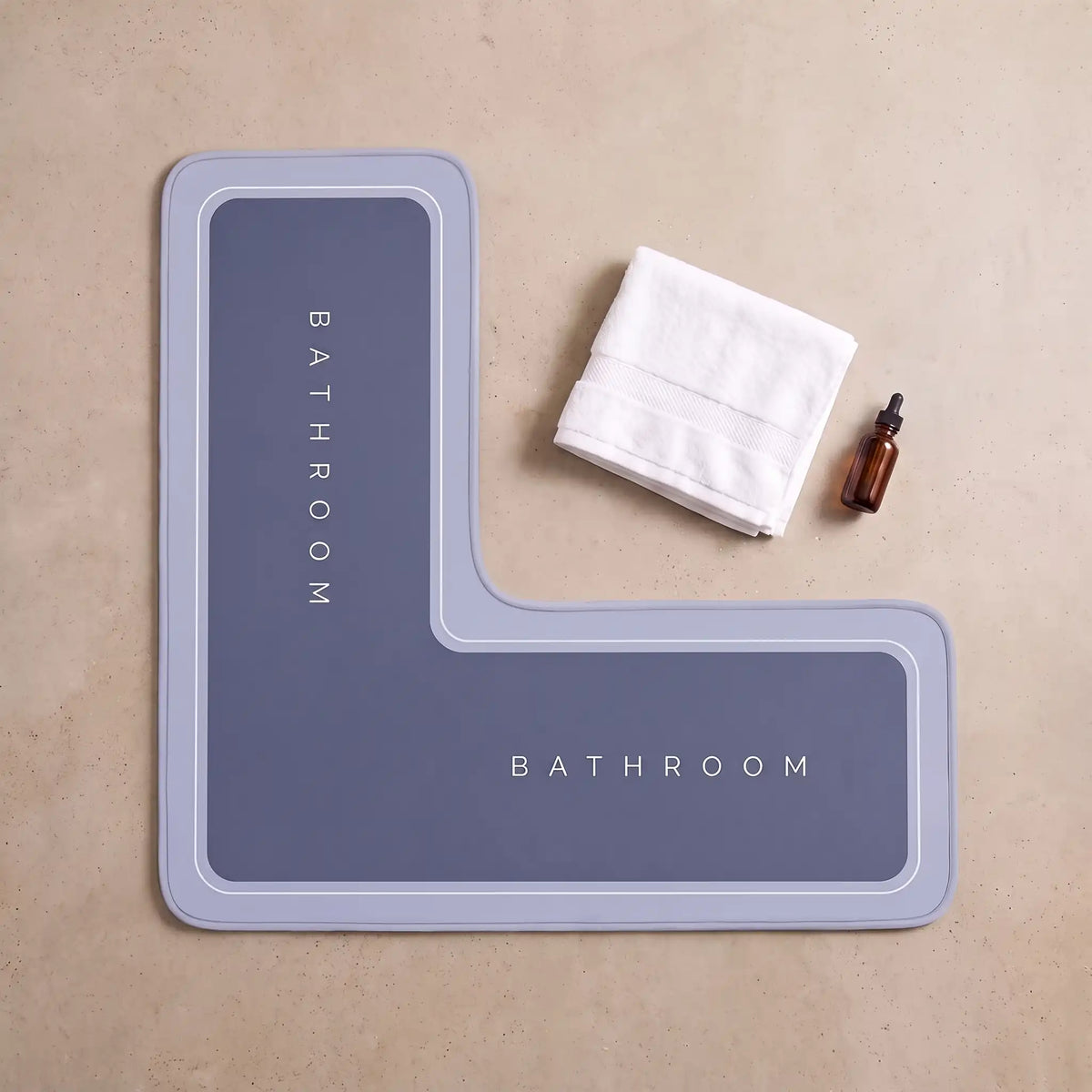 Tapis de bain d'angle antidérapant effet diatomite