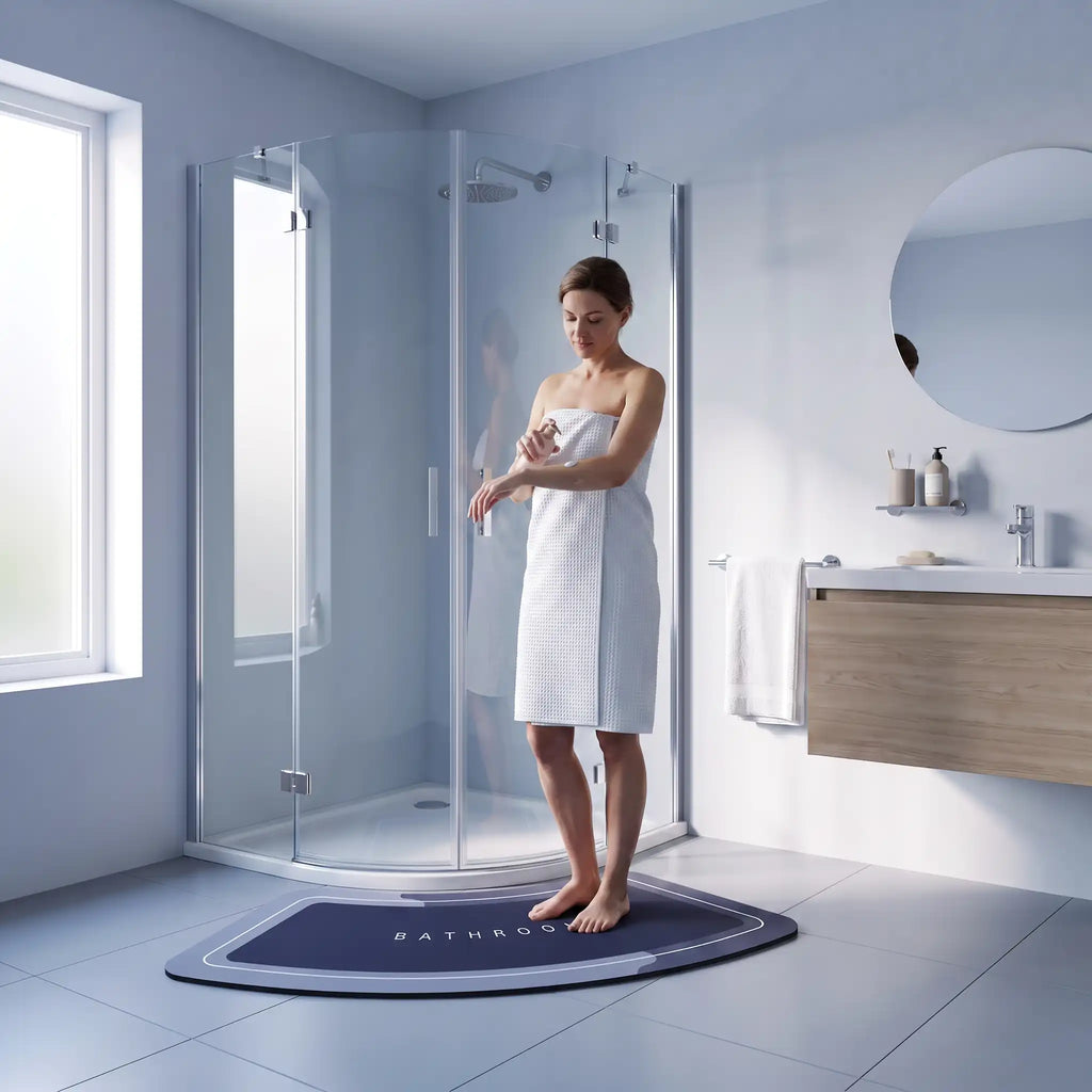 Tapis de bain antidérapant effet diatomite – Forme incurvée