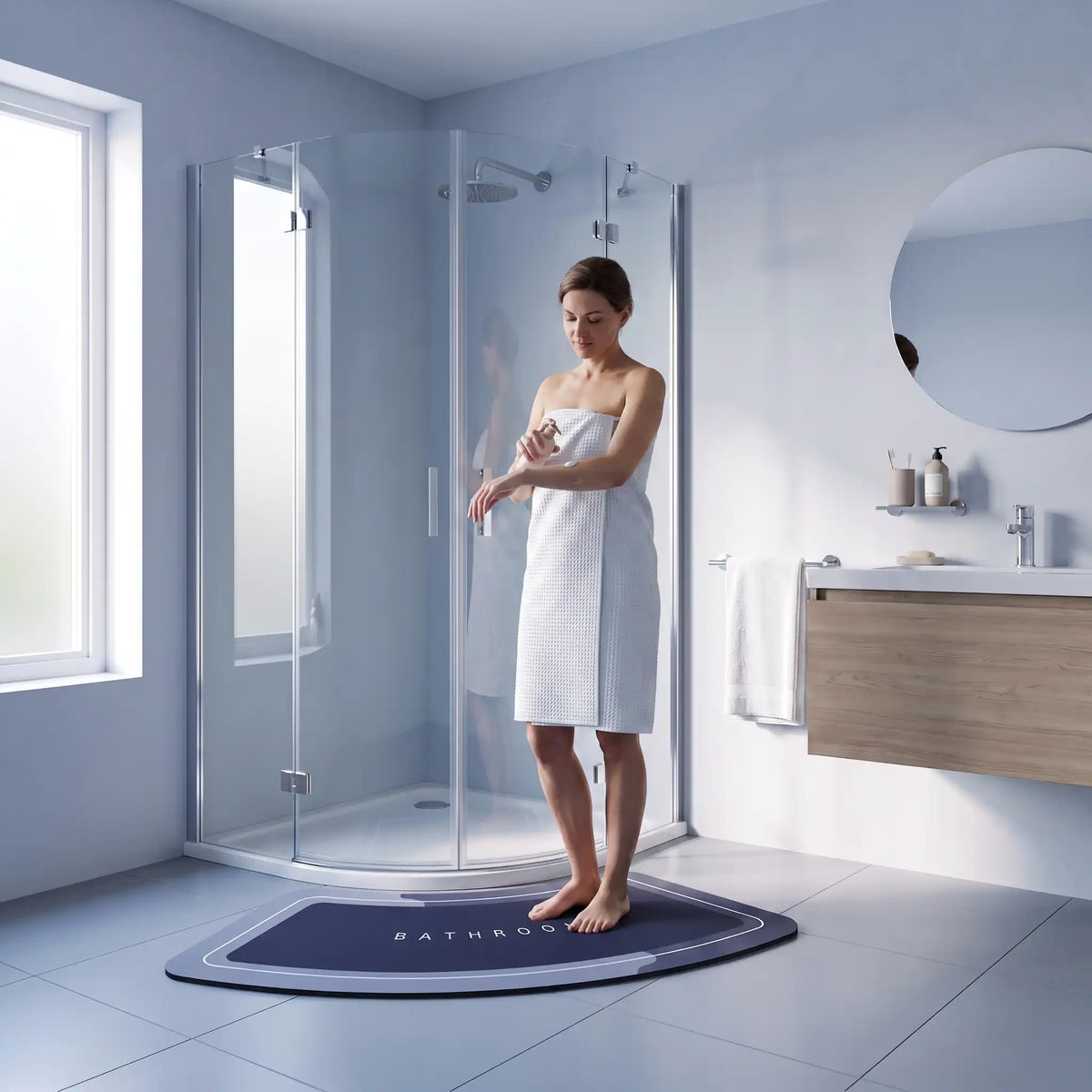Tapis de bain antidérapant effet diatomite – Forme incurvée