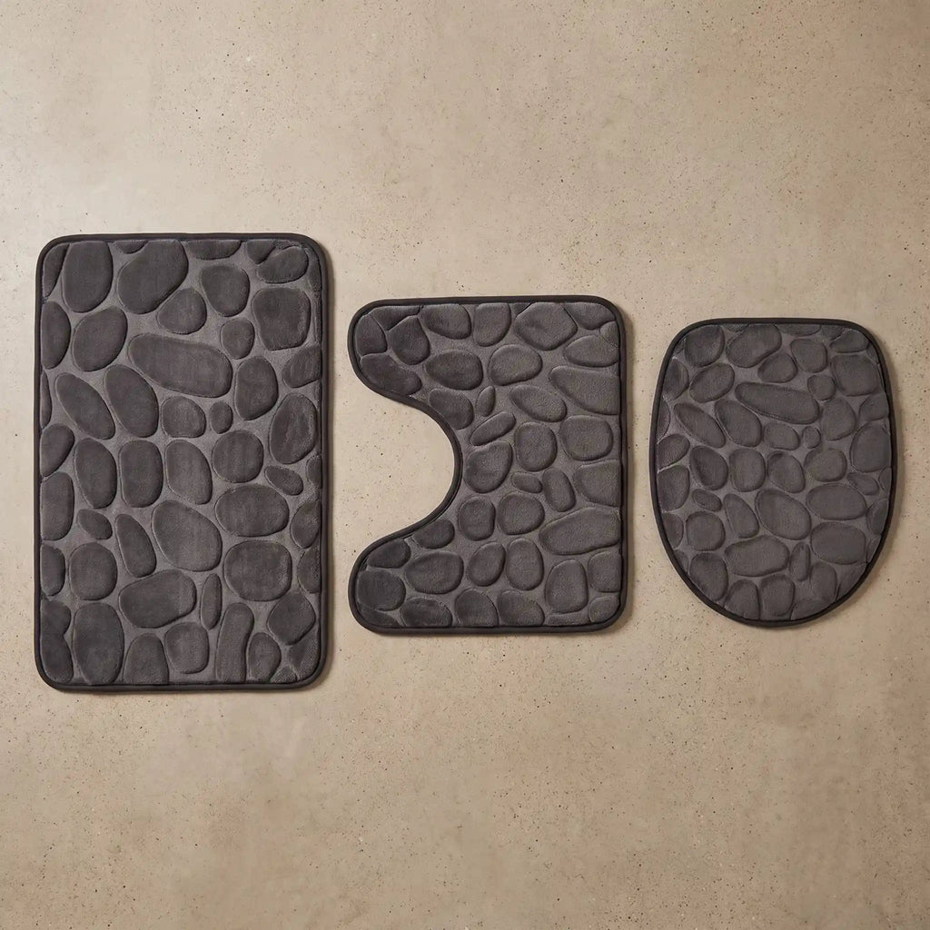 Set de 3 tapis de bain effet galet