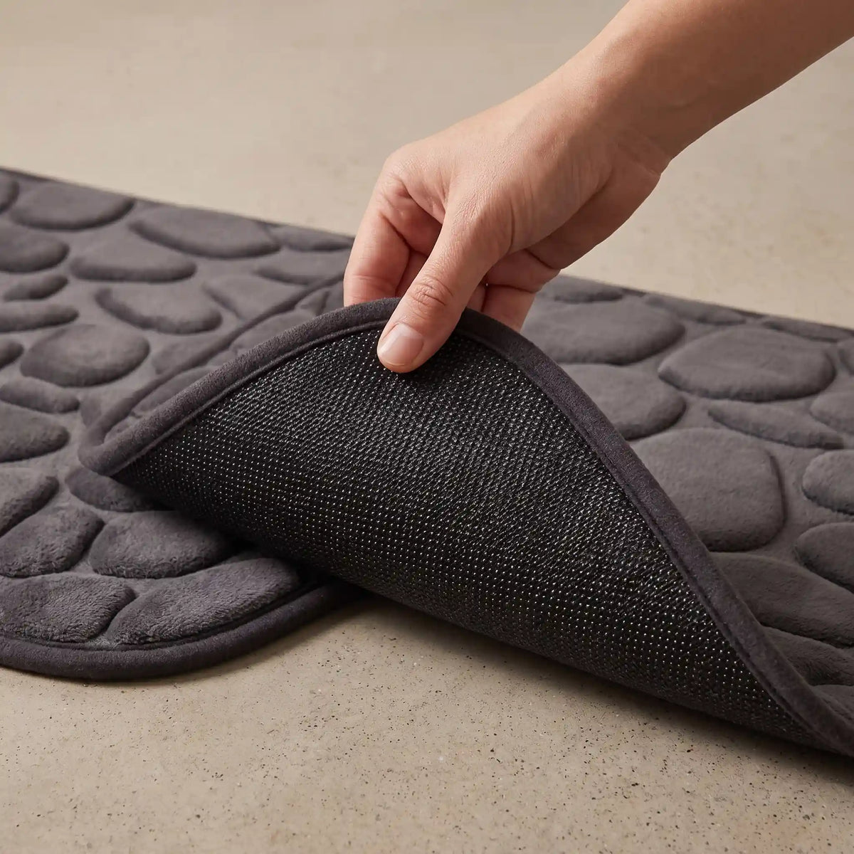 Set de 3 tapis de bain effet galet