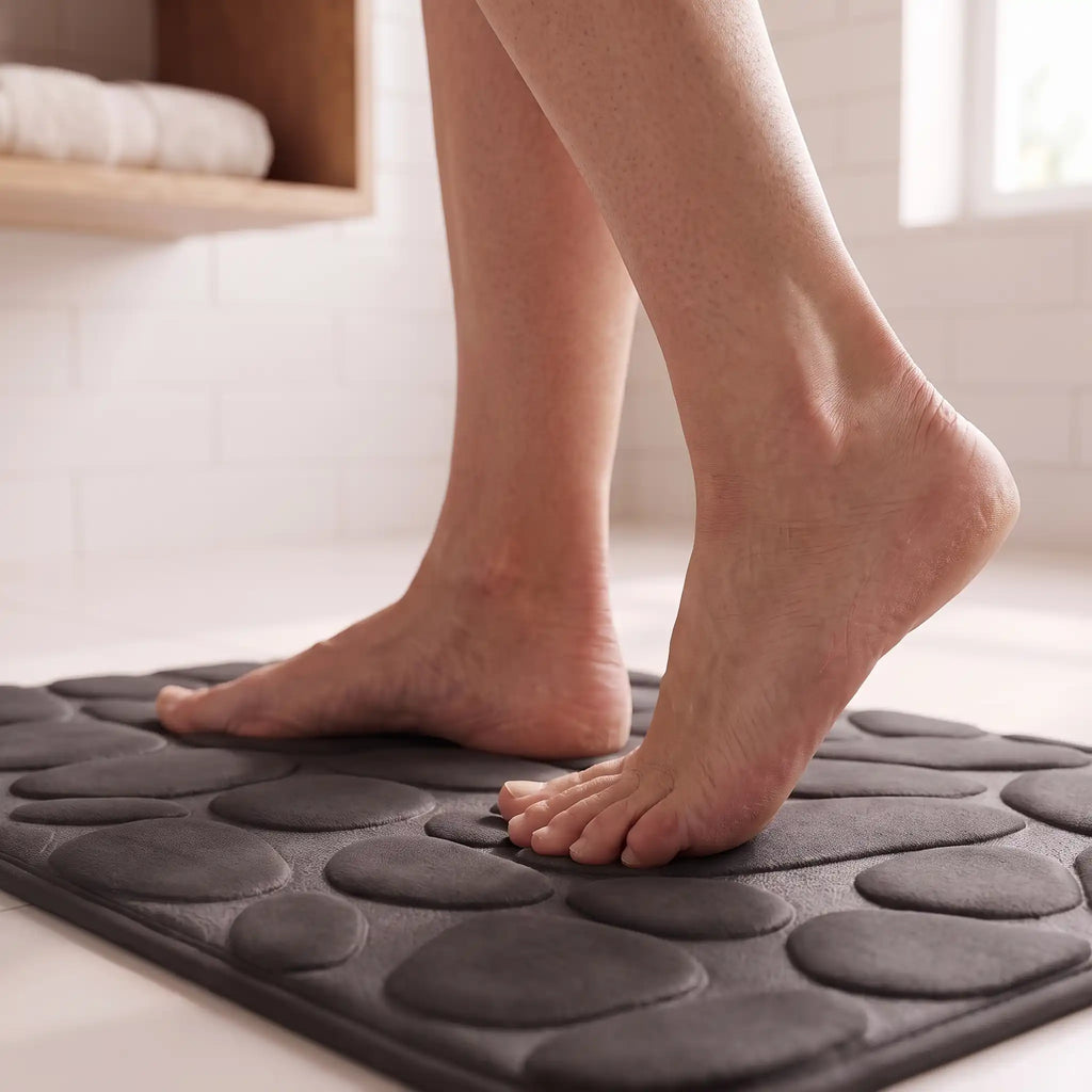 Set de 3 tapis de bain effet galet