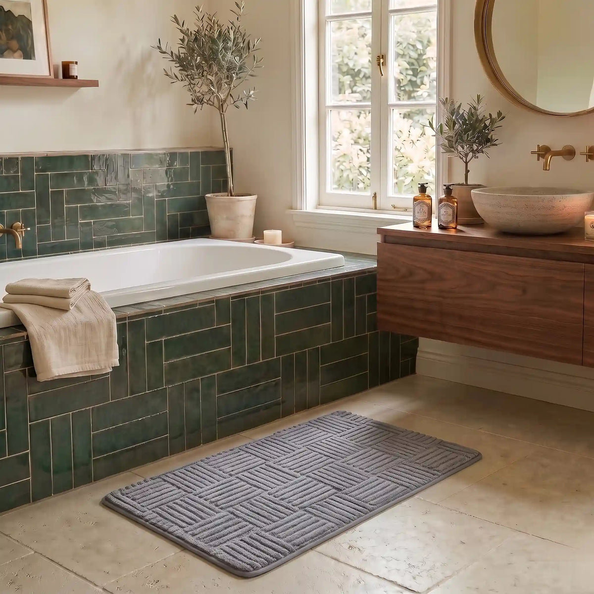 Tapis de bain tressé rectangle