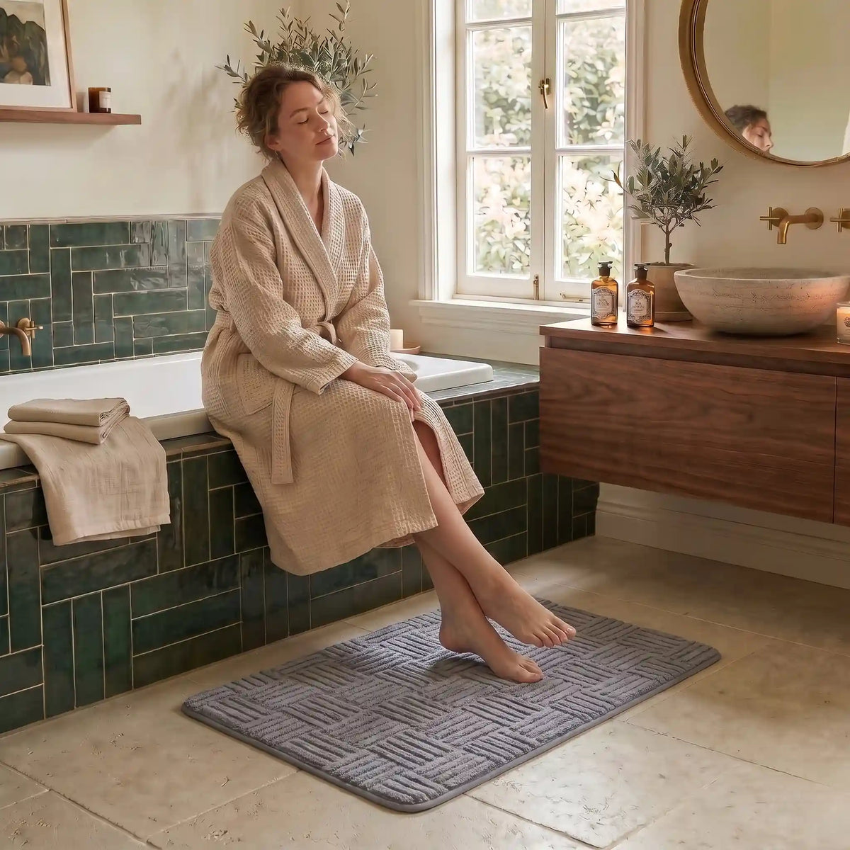 Tapis de bain tressé rectangle