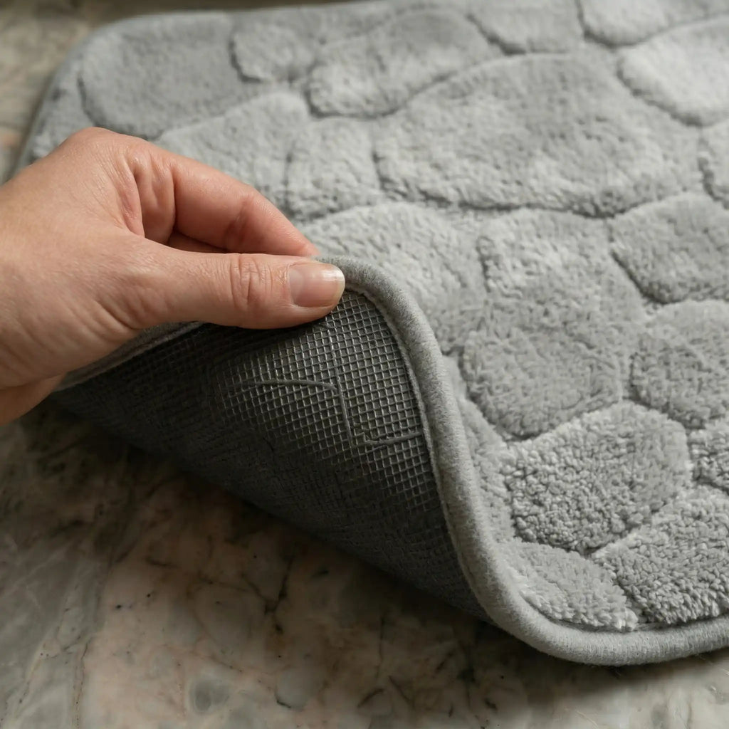 Tapis de bain effet galet incurvé